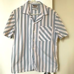 Zara Striped Short Sleeve Button Up Shirt